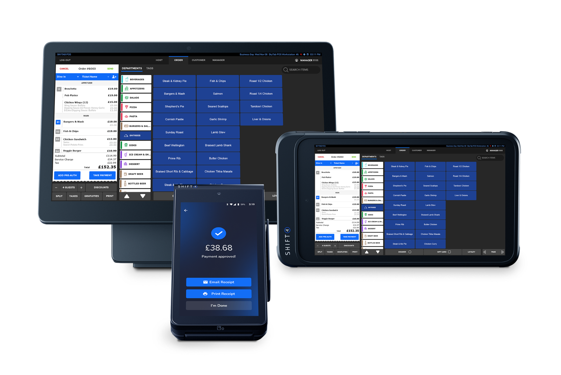 Shift4 POS bundle with terminal, tablet and handheld